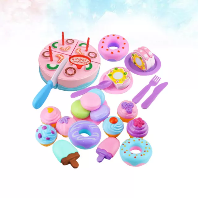23 piezas/juego de juguetes de corte de pastel de fingir jugar niños hágalo usted mismo corte de pastel de cumpleaños