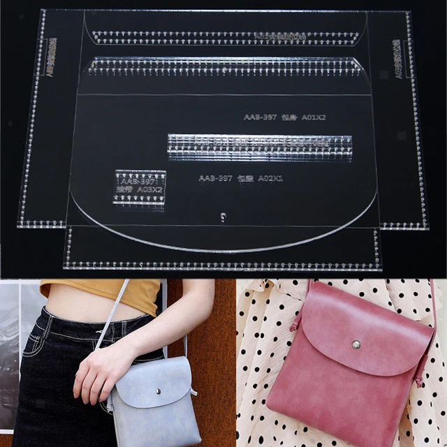 4 Pc Shoulder Bag Handbag Pattern Stencil Template Acrylic Leather Craft Bag