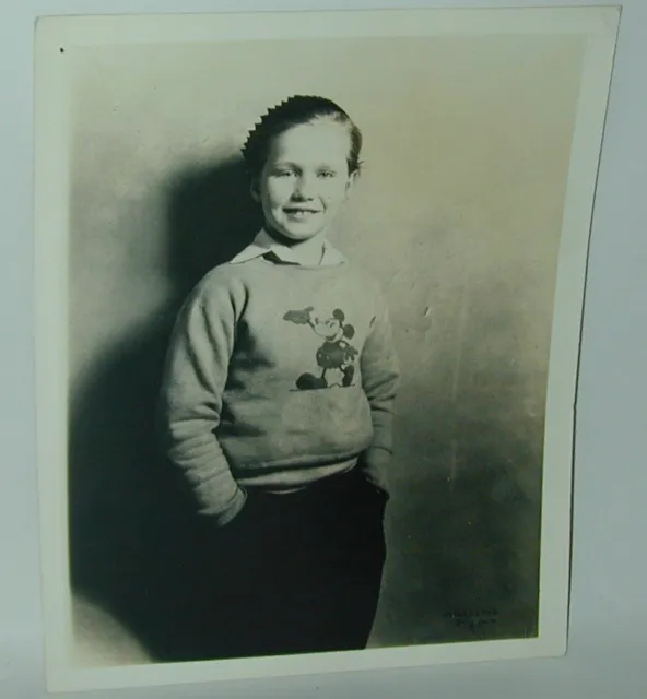Orig 8" by 10" Buffalo Studio Photograph Boy Wearing Mickey Mouse Sweater 1930s