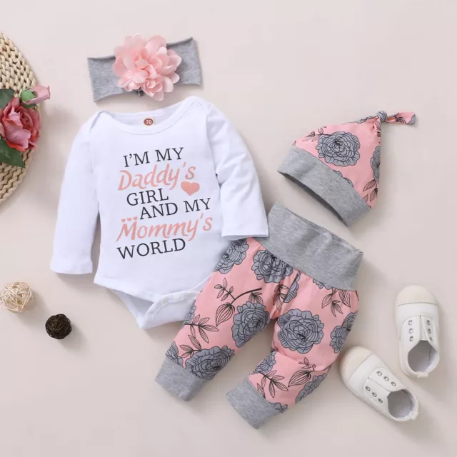 Cuscinetto per body neonate bambine vestiti lettere top pantaloni floreali set outfit