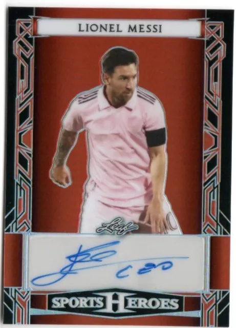 Lionel Messi 2024 Leaf Metal Sports Heroes Base Auto 5/7