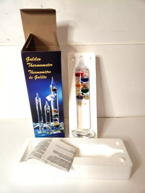 Galileo Thermometer 28cm 5 Glass Bulbs Temperature Reading Cylinder