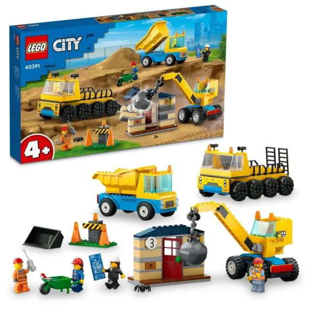 LEGO City Truck & Wrecking Ball Crane 60391 Toy Building Blocks Gift Town