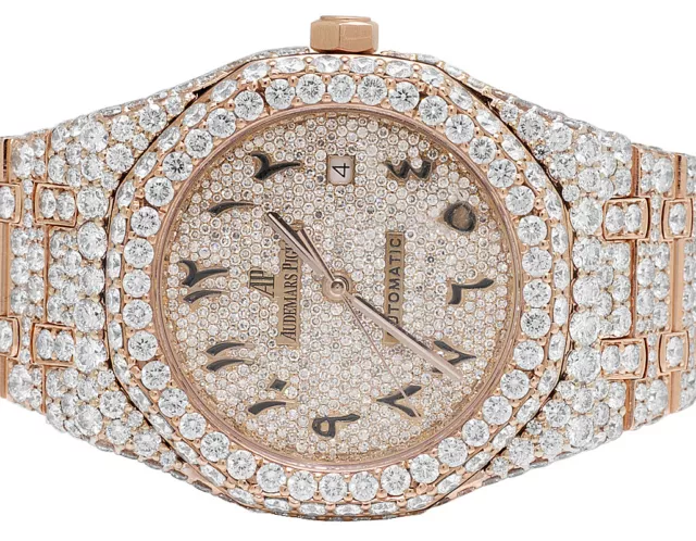 Audemars Piguet Royal Oak 18K Rose Gold Chrono Baguette Diamond Watch 78.75  Ct