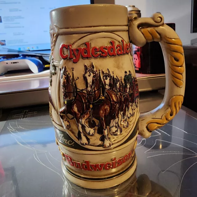 Vintage Budwieser Stein Clydesdale Ceramarte Beer Mug Rare Made In Brazil