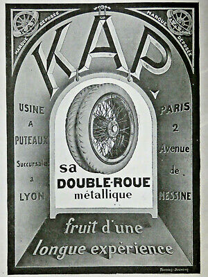 PUBLICITE KAP SA DOUBLE ROUE METALLIQUE USINE A PUTEAUX DE 1914 FRENCH AD CAR 