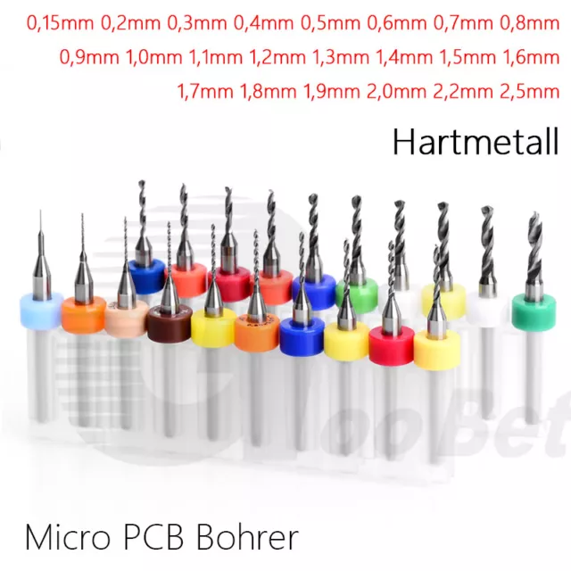 Hartmetall Micro PCB Bohrer Ø 0,15 - 2,5 mm für präzise Bohrungen Leiterplatten