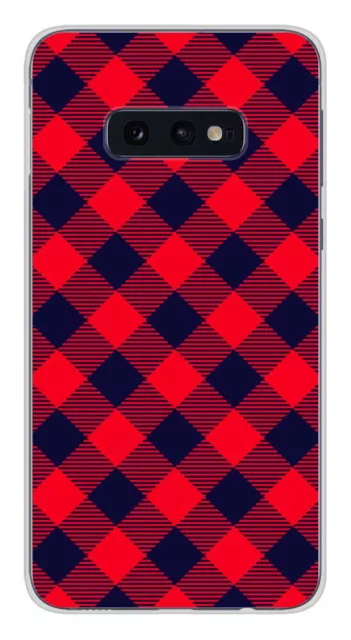 Custodia in silicone stampata compatibile con Samsung Galaxy S10e Tartan Rosso