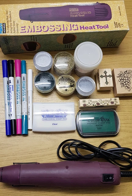 Embossig Set mit Heißluftgerät, Stempeln, Stiften, Embossingpuder