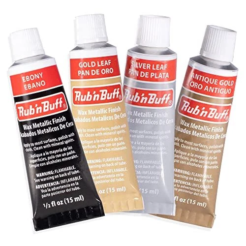 AMACO Rub n Buff Wax Metallic Finish 4 Color Kit - Antique Gold Silver Leaf G...