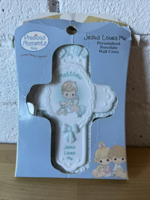 Precious Moments Baby Enesco Jesus Loves Me Personalized Wall Cross Matthew