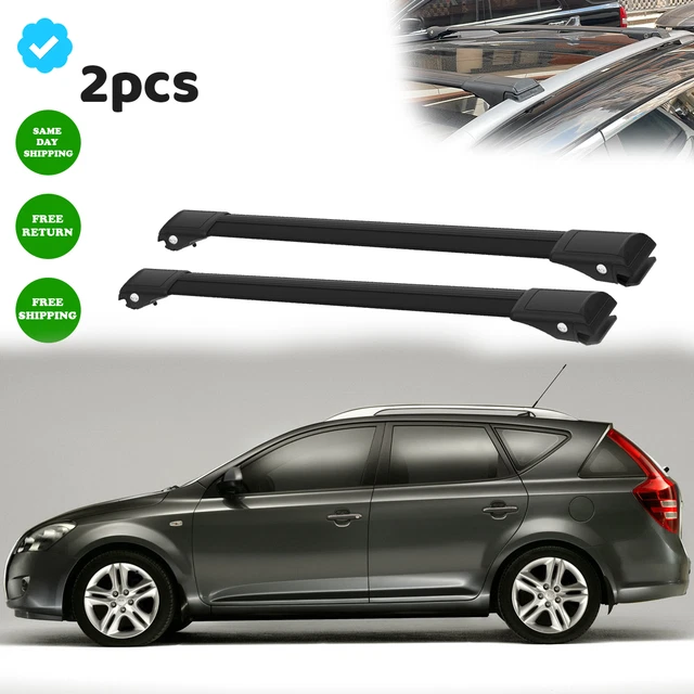 Barres De Toit Aluminium Pour Kia EV9 GT-Line (2023-2025) - 2 Pièces Noires, Compatibles Rails Surélevés