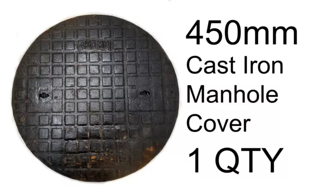 450mm Cast Iron Manhole Drain Inspection Cover 490mm Round Keyhole Lift Black