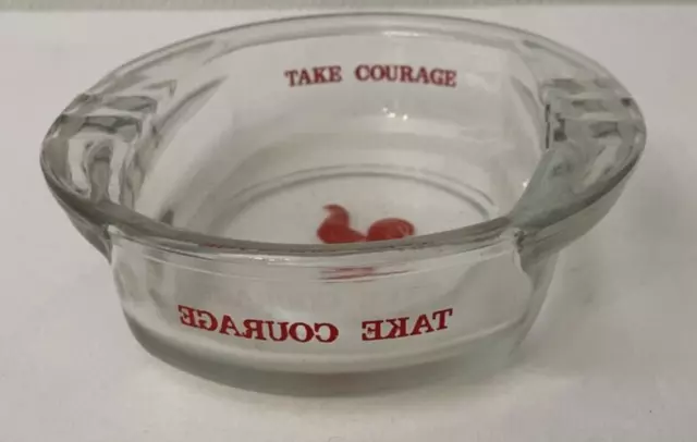 Courage Ale Ashtray - Rare Vintage Clear Glass Red Lettering 51/4” - VGC