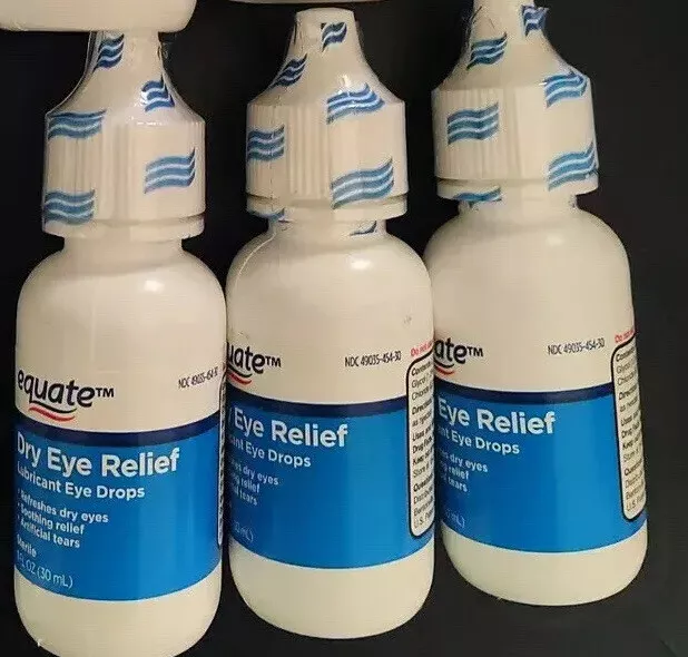 THREE 30ML EQUATE Dry Eye Relief Lubricant Eye Drops 1 Fl Oz Exp 6/