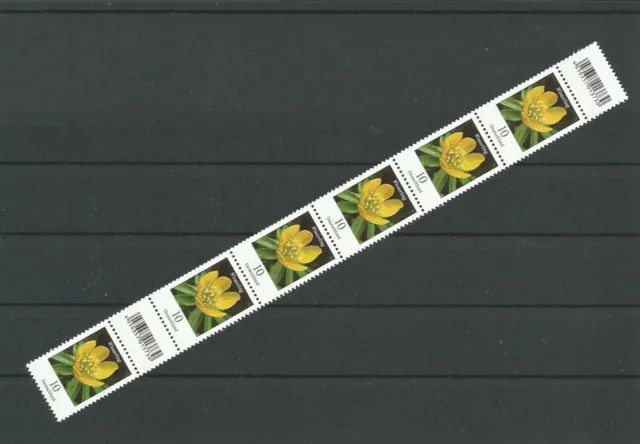 WINTERLING - Blumen Bund MiNr 3314R RE 6-er (200) Typ 1a  mit EAN-Zwischensteg