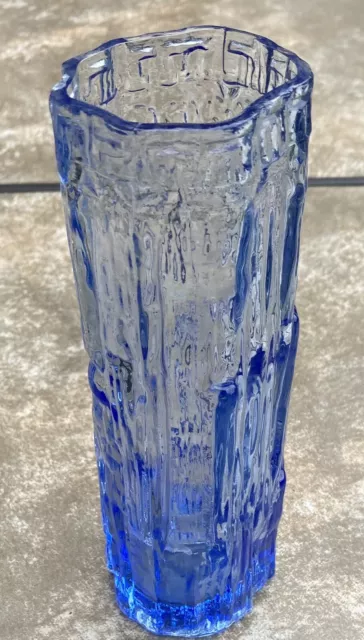 Vintage Raven head Blue Bark Vase   Blue Glass