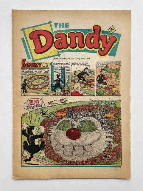 Dandy First Comic Inside DANDY COMIC 1181 July 7th 8 9th 10 11th 12 13th 1964, 60th Birthday ...