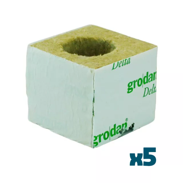 Grodan Delta Rockwool Propagation Clone Cube - 4G Hole X 5 Cubes (75mm  X 75mm )