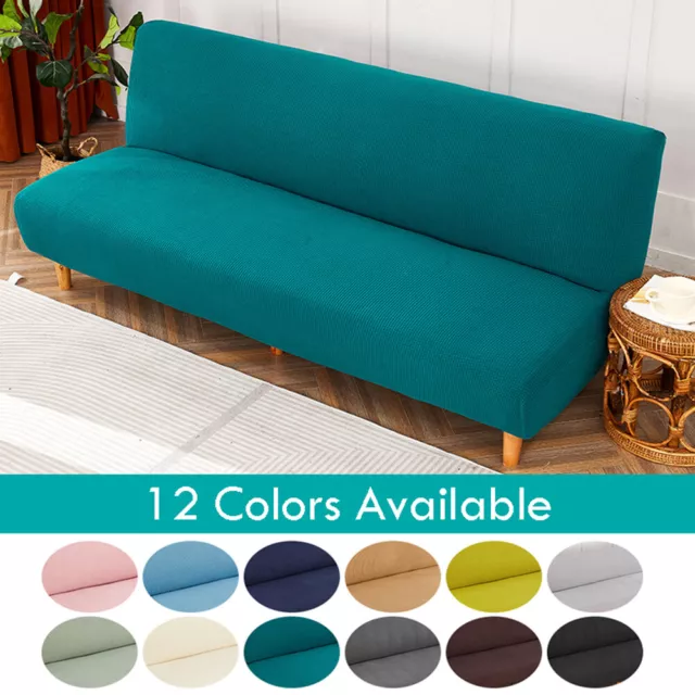 Armless Sofa Bed Cover Futon Slipcover Stretch Elastic Full Folding Couch Cover