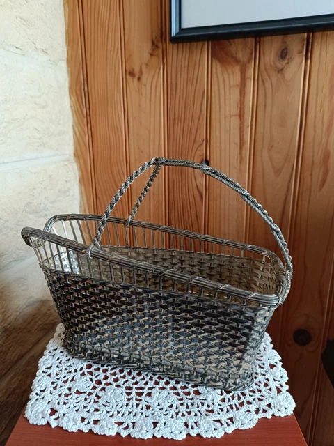 Panier Verseur à Vin – Métal Argenté Tressé – Porte-bouteille De Table