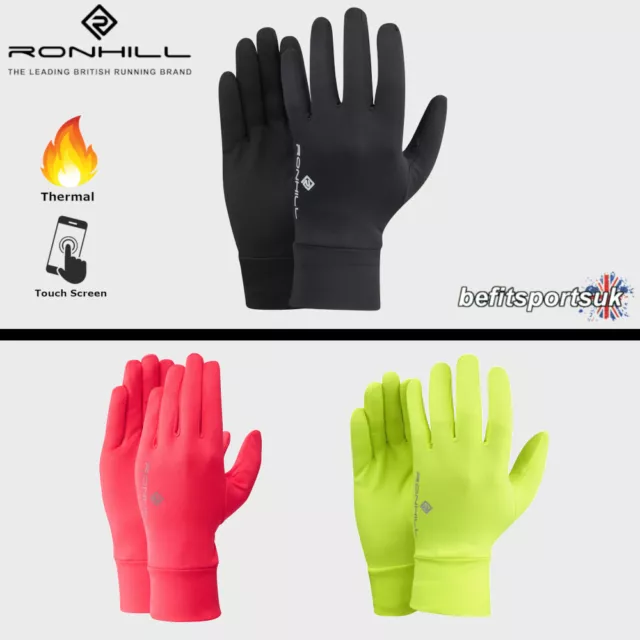 Ronhill Winter Running Gloves Classic Lightweight Touch Phone Unisex Black S M L