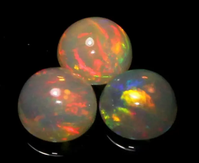 100% Natürlich Äthiopische Feuer Opal Lose Edelstein Runde Form Weiße Farbe