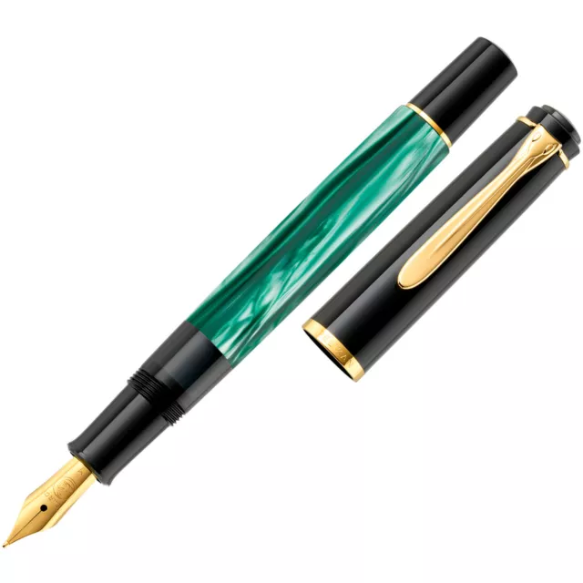 Pelikan Classic M200 - Kolbenfüllhalter Grün-Marmoriert, Füllfederhalter, grün