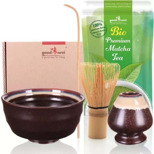 Matcha-Set "Kumo" mit Besenhalter und 30g Premium Bio-Matcha aus Japan