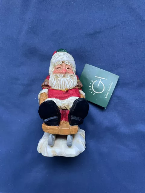 David Frykman Oh What Fun It Is To Ride  1996 Santa Claus on sled w/toy Figurine