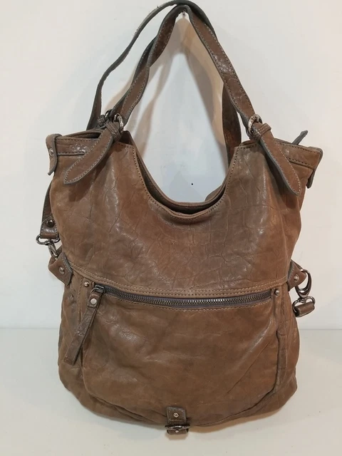 ALEANTO Collezioni Brown Gator Soft Leather Shoulder Hobo Bag .Made in Italy