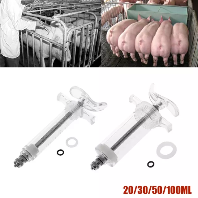 Veterinary Syringe Luer Injection Lock Reusable Livestock Supplies Plastic