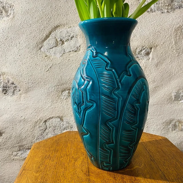 Grand Vase ACCOLAY Incisée De Feuillages Stylisés