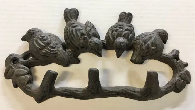 4 Blue Birds on a Branch Towel Hanger Coat Hat Hook Key Rack Rustic Home Décor 2
