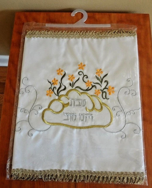 Coupe kiddush florale blanche peinte à la main en céramique arménienne + couverture challah blanche 2