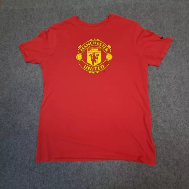 manchester united Shirt Mens LARGE red short sleeve nike logo TShirt Size L