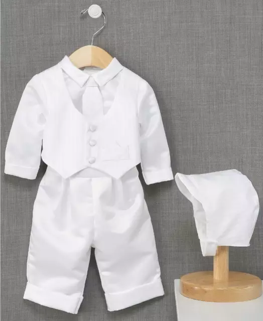 NWD Lauren Madison Baby Boys' White Hat & Suit Christening Set 18M tse1221
