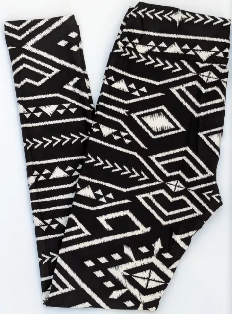 OS LuLaRoe One Size Leggings Southwest Tribal Aztec Black White Print NWT R92