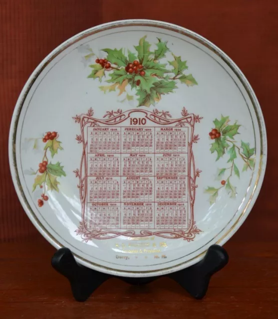 A.L.PROCTOR & CO Dresden China Antique plate-calendar 1910y Good Antique conditi