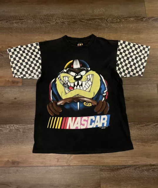 Vintage 90s LOONEY TUNES TAZ NASCAR T-Shirt Men X-Large 1995 Warner Bros TSI