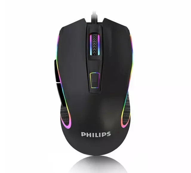 Philips Wired Gaming Mouse RGB Optical USB LED Mice for PC Gamers