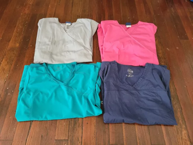Scrubs Size Large lot (4), Tops Mixed brands Mixed Colors nursing uniforms.