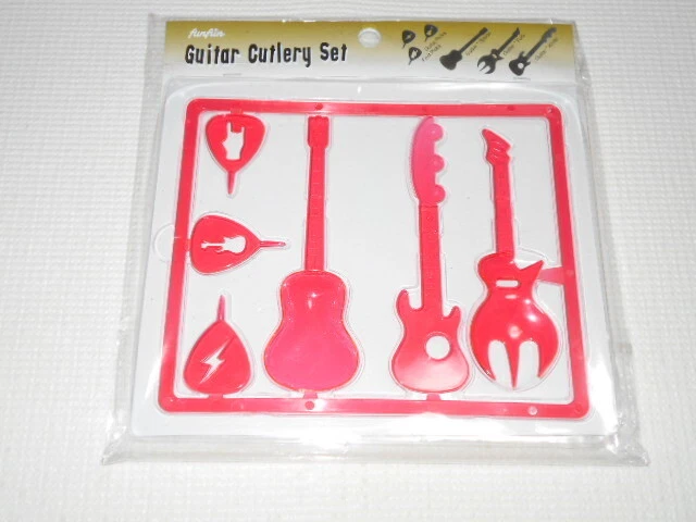 Guitar Cutlery Set Pink Food Pick