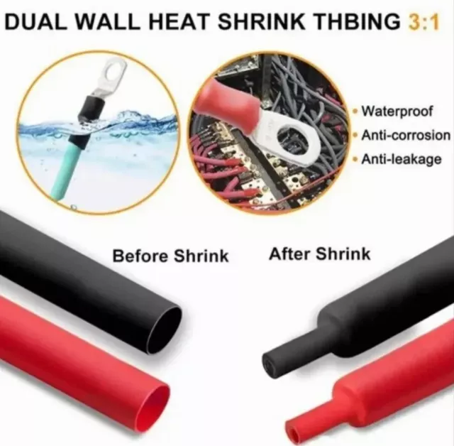 Heat Shrink Tubing 3:1 Heavy Duty Glue Wall Cable Sleeving Wire Wrap Waterproof