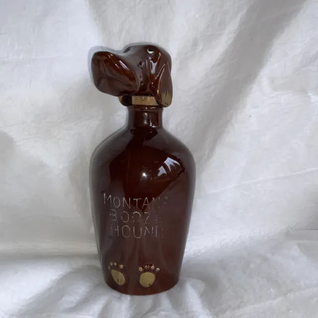 Vtg Barware drinking ceramic decanter Montana Hound Dog 9” Japan