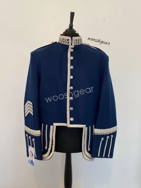 Doublet Tunic Military Piper Drummer  Jacket Uk44R Blue&Silver 100% Wool Blazer.