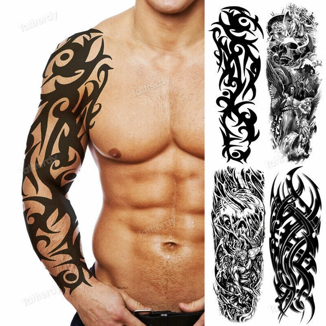 FULL ARM TEMPORARY Tattoos Large Totem Tribal Big Sleeve Tattoo Sticker