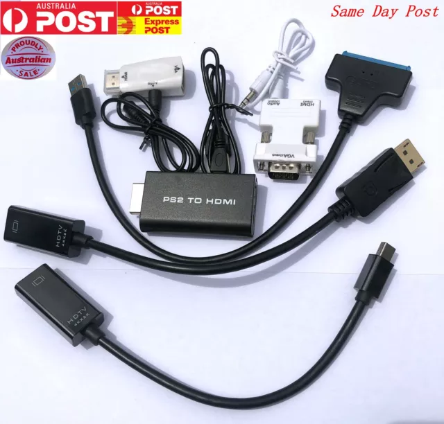 Cable Adapter Converter Connector TV HDMI MINI DP VGA PS2 USB SATA Hard Drive