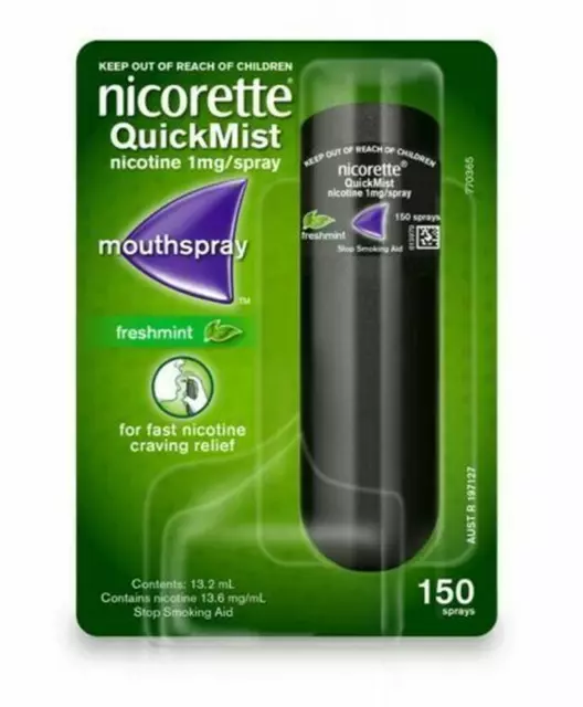 "Aerosoles Nicorette Quickmist frescos como nuevos 150 - "SE ENVÍA SÚPER RÁPIDO desde EE. UU."