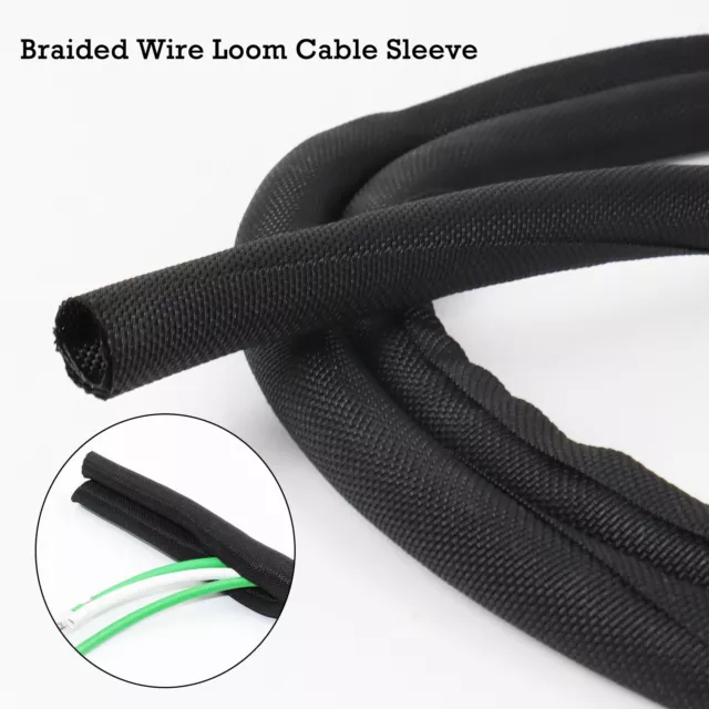 Split Wire Loom Braided Cable Sleeve Cover Wrap-Resist Abrasion,Chewing,Heat Lot